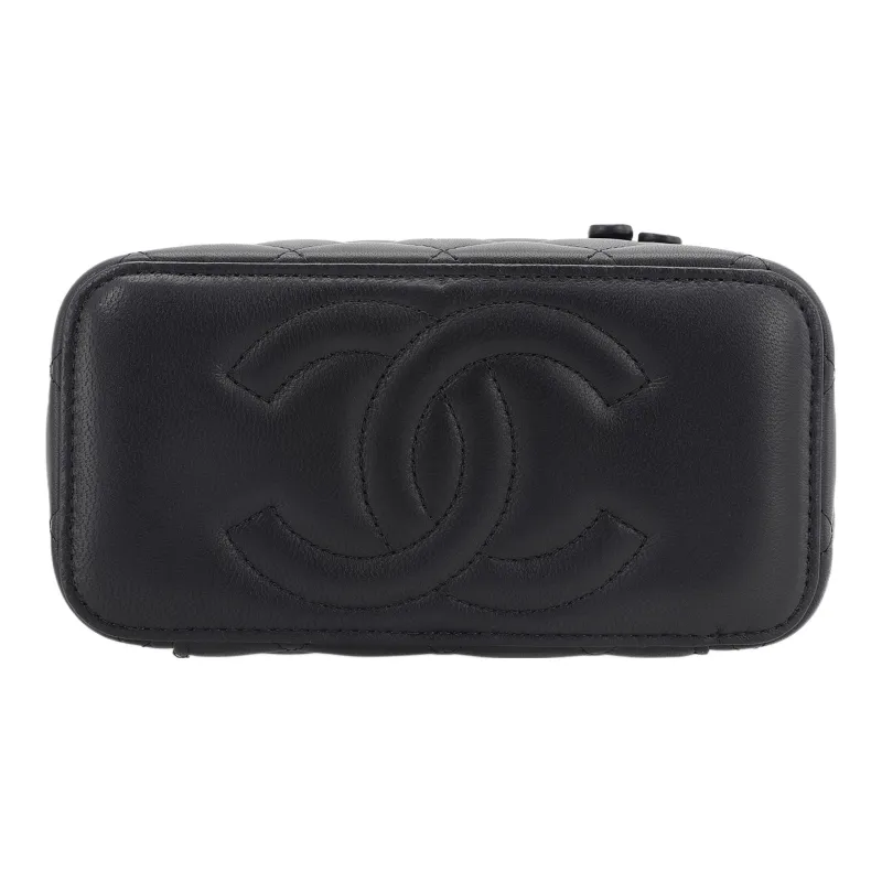 CHANEL Sheepskin Shoulder Bag, Crossbody Bag Medium Size Women's Black-3