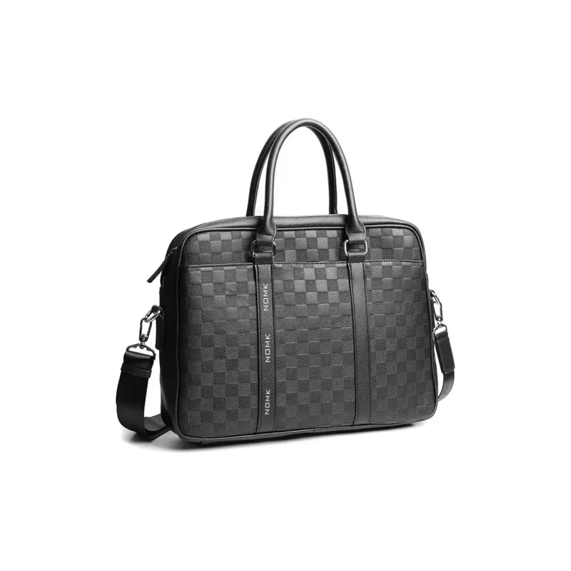 NOMK PU Shoulder Bag Crossbody Bag Handbag Briefcase 15.5 Inches Laptop Bag Men's Black-1