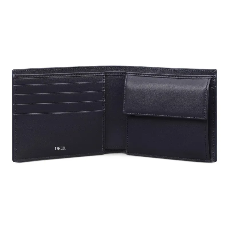 DIOR Canvas With Leather Wallet Men's Marine Blue-3