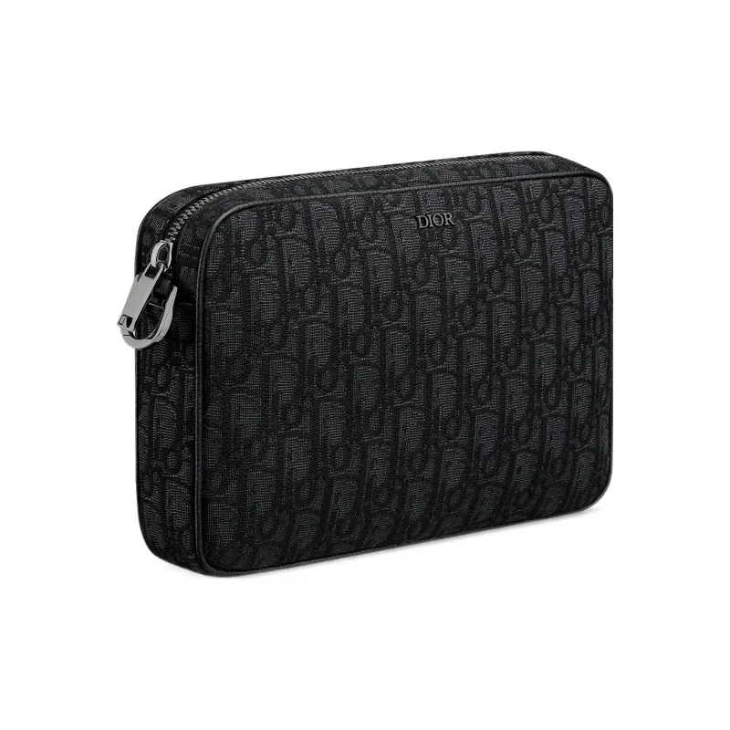 DIOR Oblique Jacquard Fabric Crossbody Bag, Shoulder Bag Men's Black-2