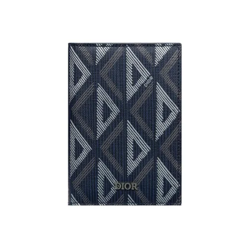 DIOR Canvas With Smooth Calfskin Card Holder Men's Marine Blue