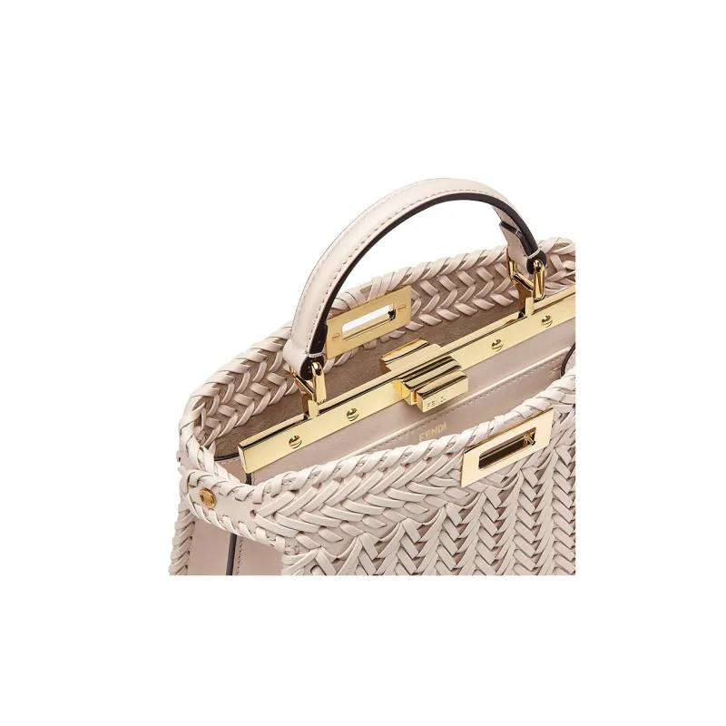 FENDI Peekaboo ISeeU Leather Shoulder Bag, Crossbody Bag, Handbag Trumpets Women's Camellia Multicolor-4