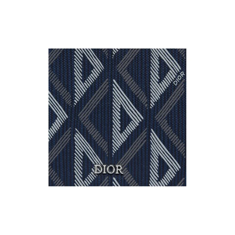 DIOR Canvas With Smooth Calfskin Card Holder Wallet Men's Marine Blue-4