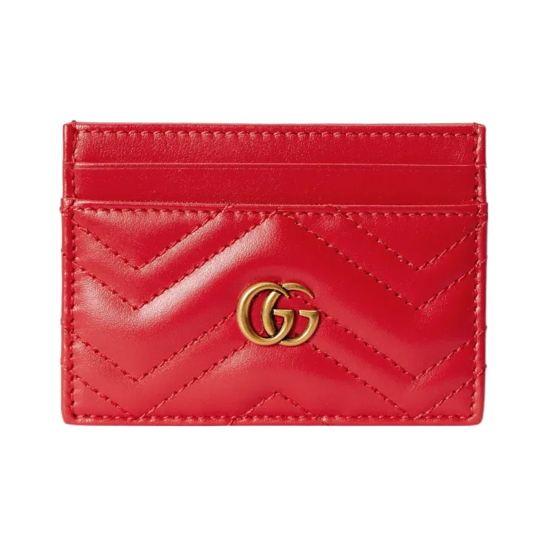 GUCCI GG Marmont Leather Card Holder Women's Red-0