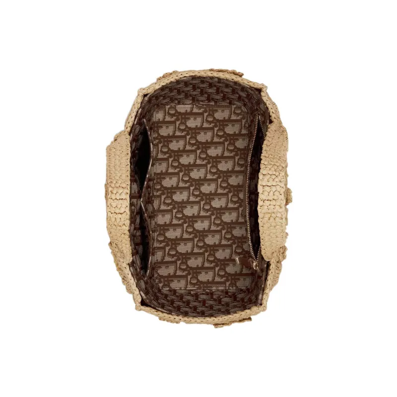 DIOR BookTote Raffia Grass Tote Bag, Shopping Bag, Handbag Trumpets Women's Natural-4