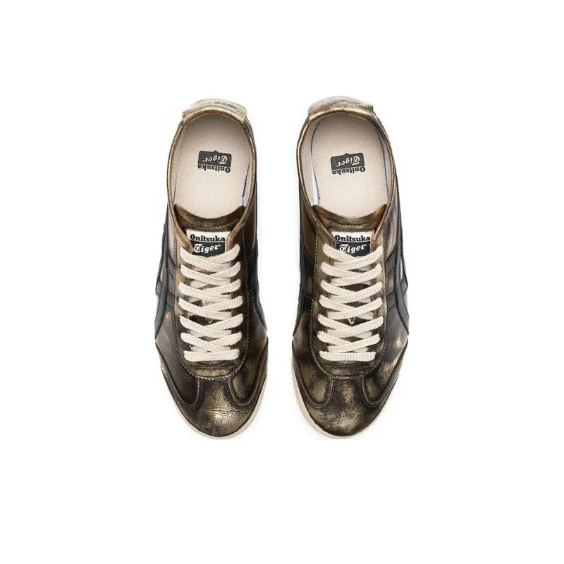 Onitsuka Tiger MEXICO 66 Anti Slip Wear Resistant Low Top Sports Casual Shoes Unisex Gold Black-3