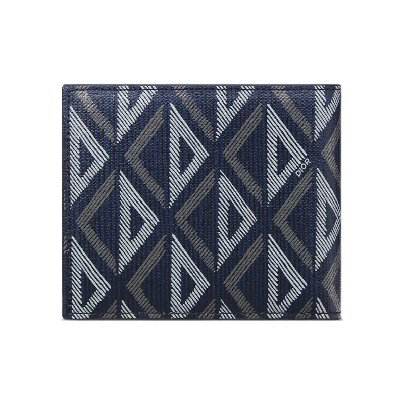 DIOR Canvas With Leather Wallet Men's Marine Blue-2