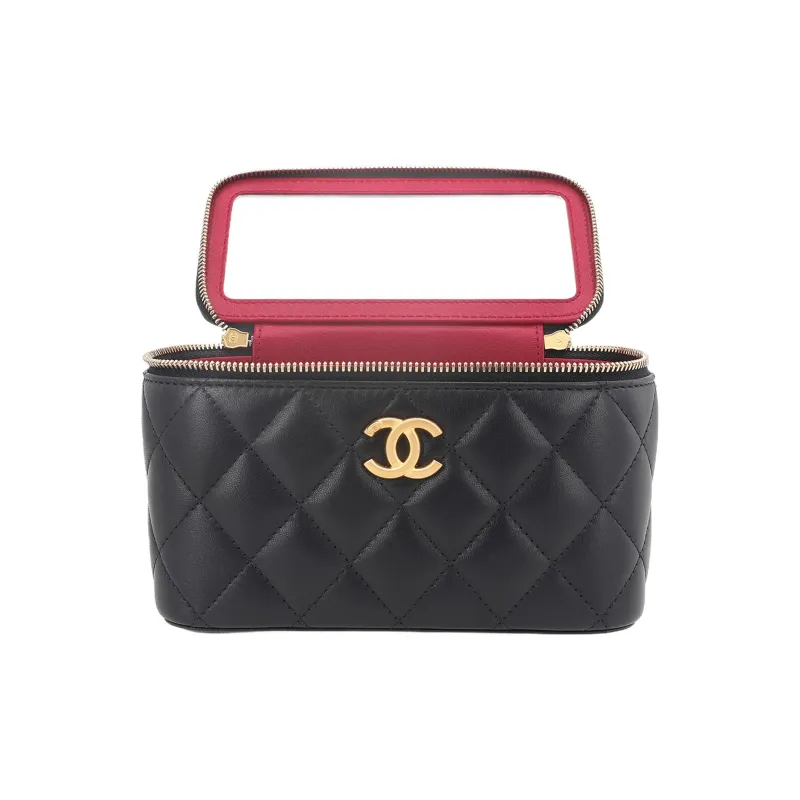 CHANEL Sheepskin Shoulder Bag, Crossbody Bag Medium Size Women's Black-4