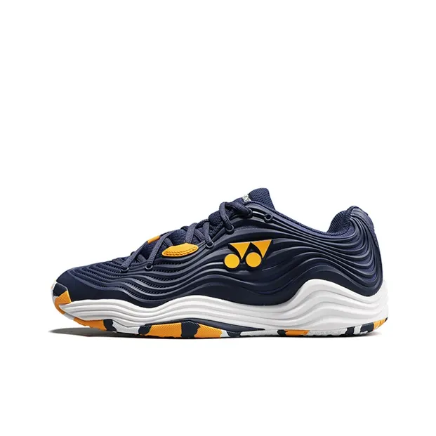 YONEX SHTF5 Abrasion Resistant Low Top Tennis Shoes Unisex Navy Blue Orange-0