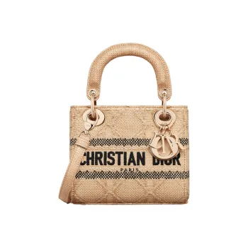 DIOR Lady D Lite Raffia Fiber Lady Dior Bag, Shoulder Bag, Crossbody Bag, Handbag Mini Women's Light Brown
