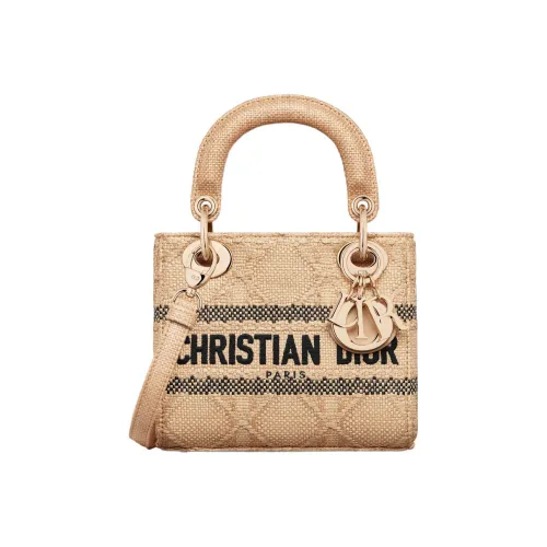 DIOR Lady D Lite Raffia Fiber Lady Dior Bag, Shoulder Bag, Crossbody Bag, Handbag Mini Women's Light Brown