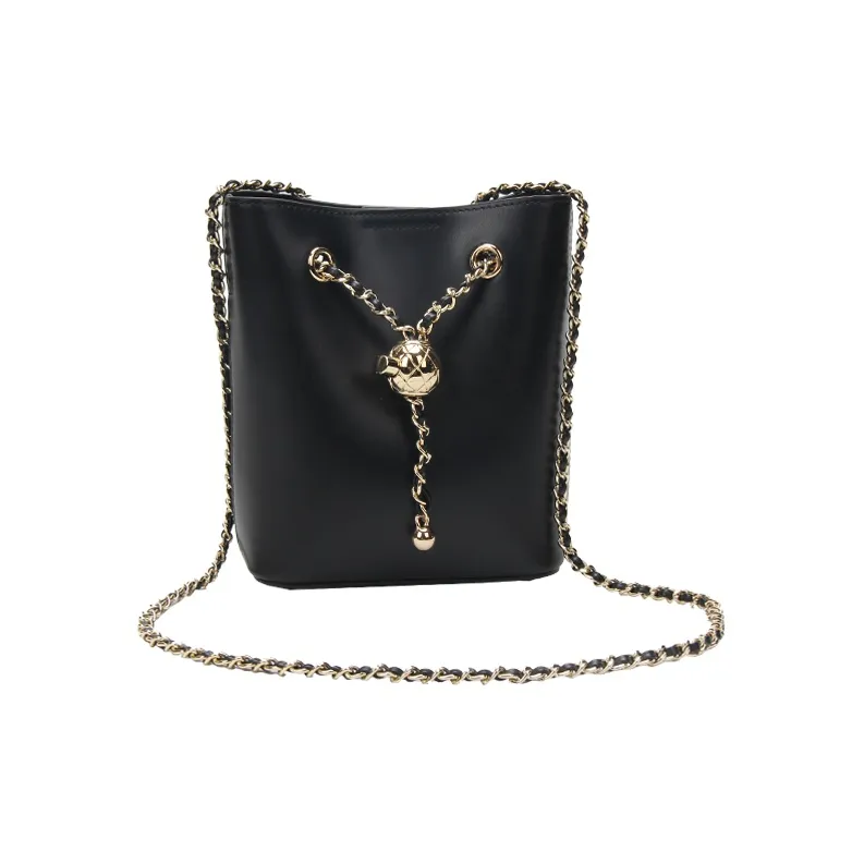 YOCAMU Genuine Cow Leather Bucket Bag Chain Bag Handbag Shoulder Bag Crossbody Bag Small Size Women's White/Green/Black-12