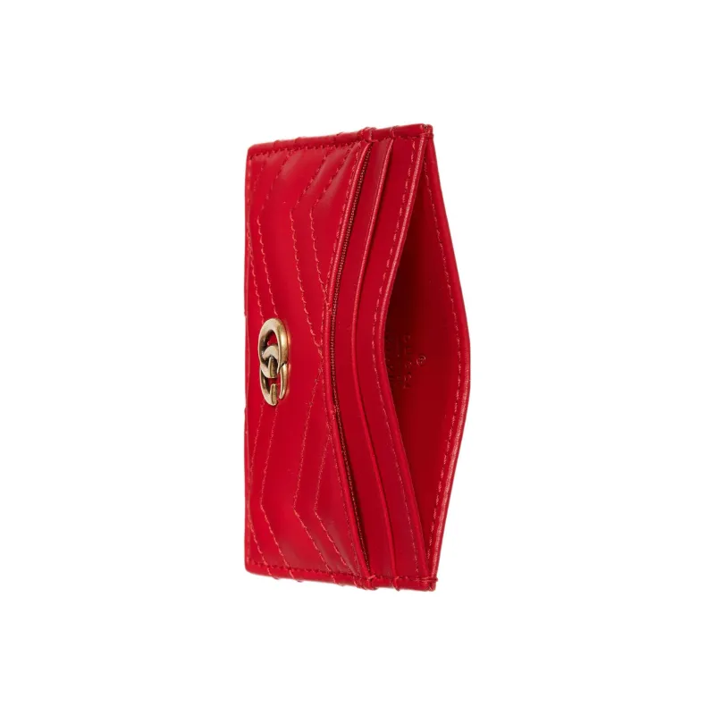 GUCCI GG Marmont Leather Card Holder Women's Red-1