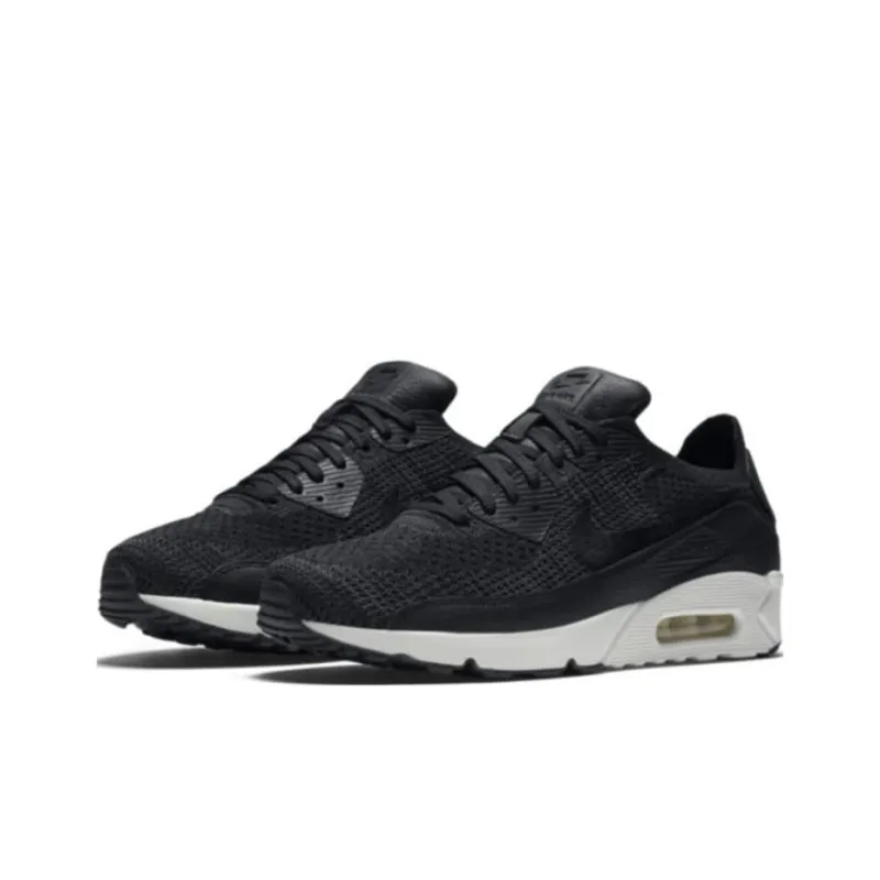 Nike Air Max 90 Flyknit Cushioned Slip-Resistant Low-Top Casual Shoes Men's Black-2