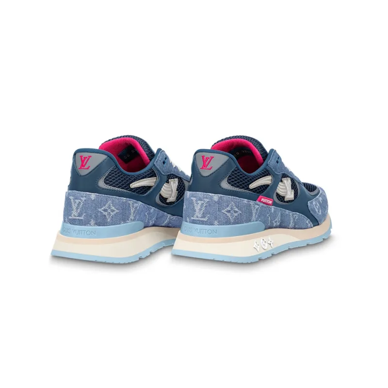 LOUIS VUITTON Run Away Sneakers 'Blue Monogram With Pink'-3