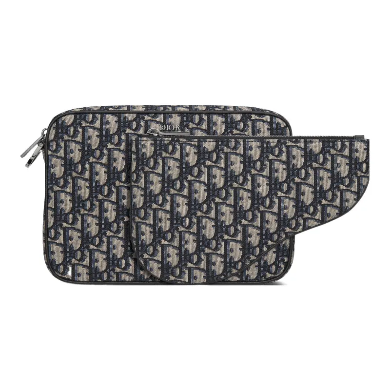 DIOR Oblique Jacquard Fabric Shoulder Bag Crossbody Bag Regular Men's Beige/Black-2