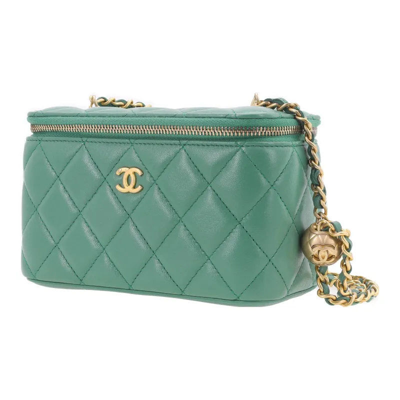 CHANEL Sheepskin Box Bag, Shoulder Bag, Crossbody Bag, Includes Mirror Women's Grass Green-2