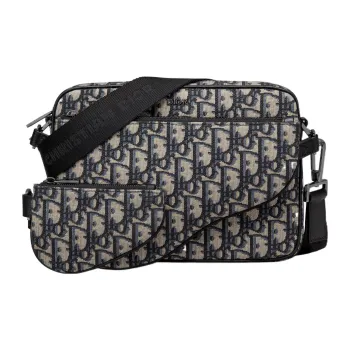 DIOR Oblique Jacquard Fabric Shoulder Bag Crossbody Bag Regular Men's Beige/Black