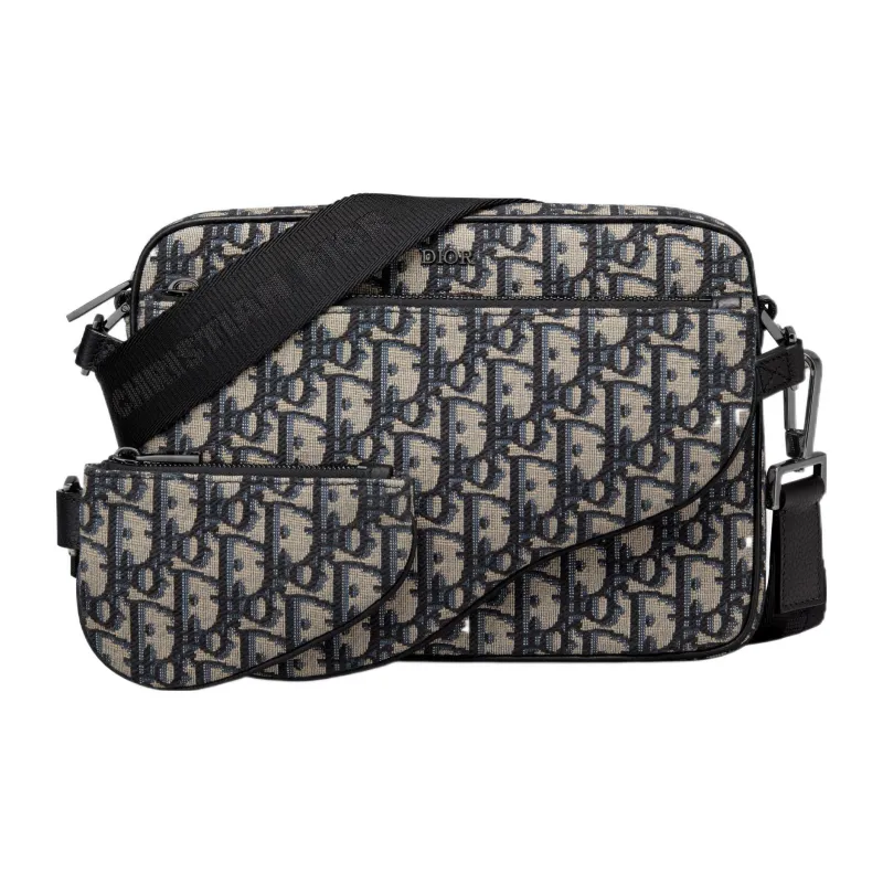 DIOR Oblique Jacquard Fabric Shoulder Bag Crossbody Bag Regular Men's Beige/Black-0