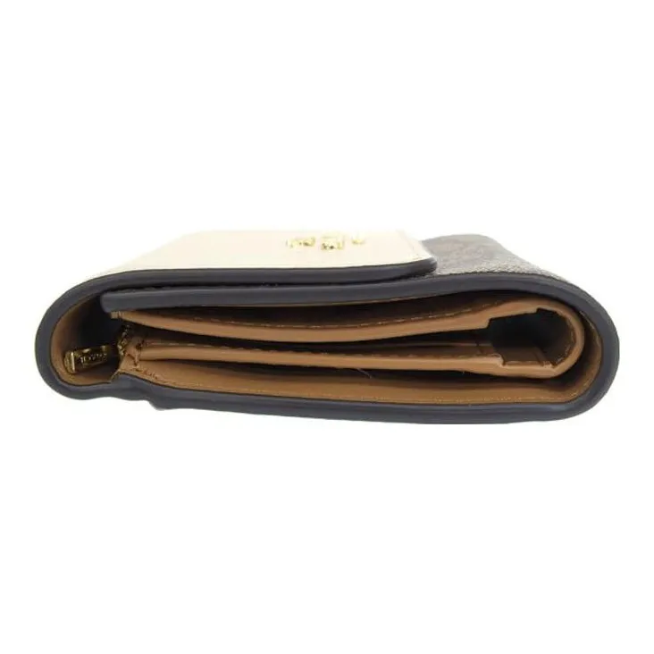 COACH Trifold Wallet Canvas With Leather Card Holder, Wallet Trumpets Women's Khaki & Chalk White-2