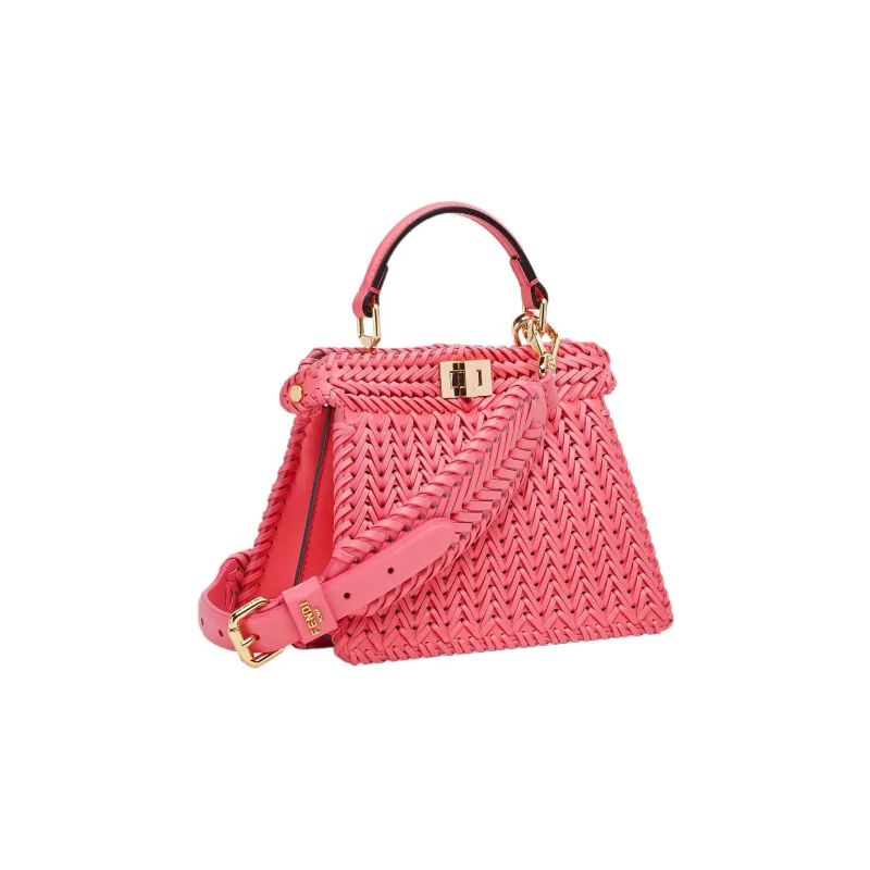 FENDI Peekaboo ISeeU Leather Shoulder Bag Crossbody Bag Handbag Extra Small Women's Pink-3