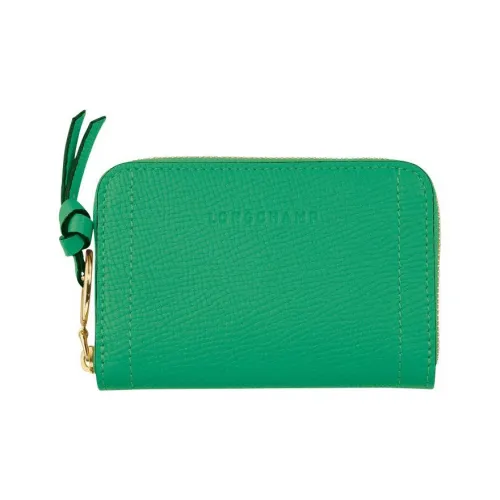 LONGCHAMP Mailbo Grained Cow Leather Wallet Women's Green