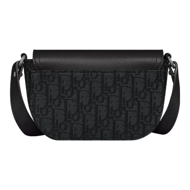 DIOR Oblique Jacquard With Grain Calfskin Saddle Bag, Shoulder Bag, Crossbody Bag, Clutch Men's Black-3