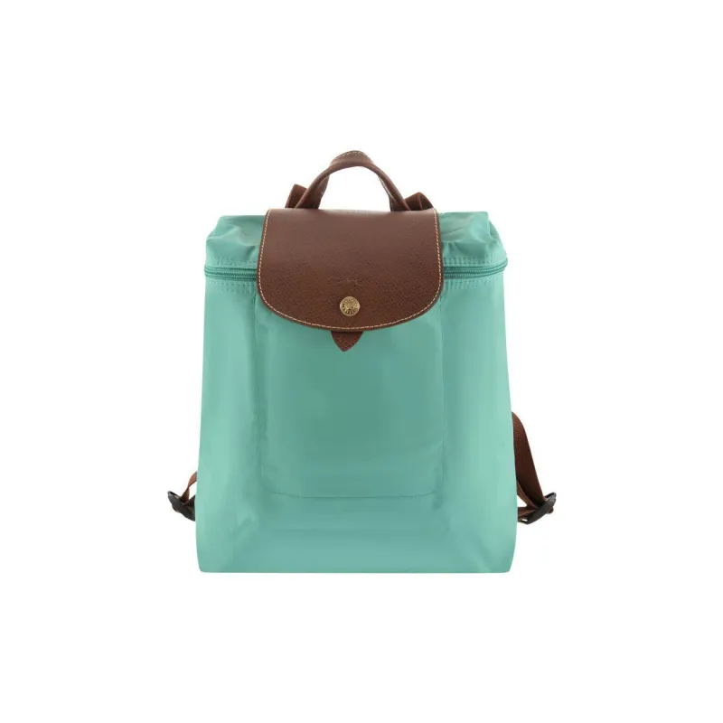 LONGCHAMP Le Pliage Recycled Canvas With Leather Trim Backpack Mini Women's Turquoise Blue-0