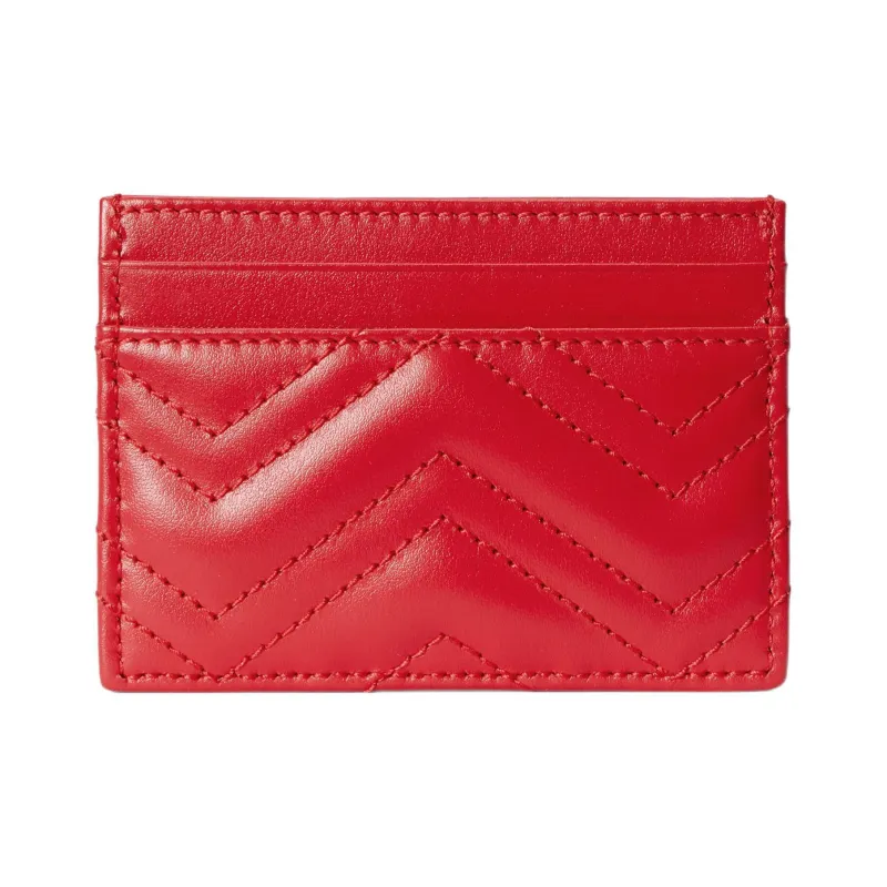 GUCCI GG Marmont Leather Card Holder Women's Red-3