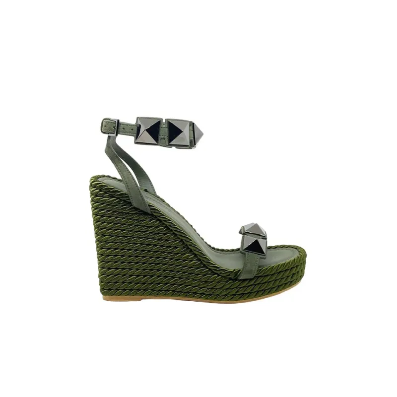 Valentino Wedge Strap Sandals Women's Green-1