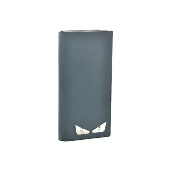 FENDI Calfskin Card Holder Wallet Men's Dark Blue-1