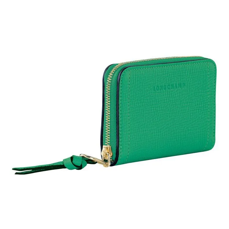 LONGCHAMP Mailbo Grain Cow Leather Wallet Women's Green-1