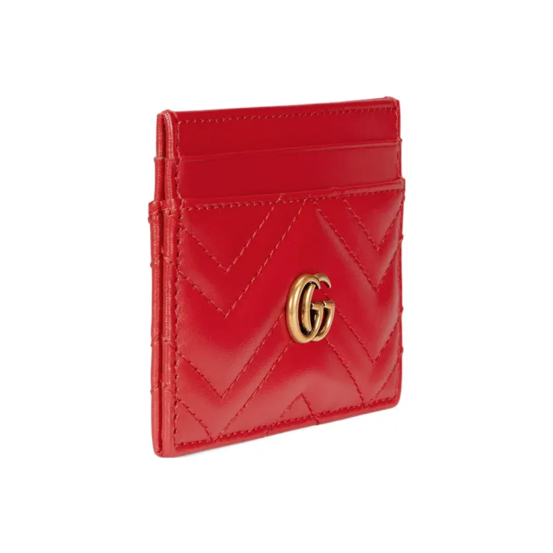 GUCCI GG Marmont Leather Card Holder Women's Red-2