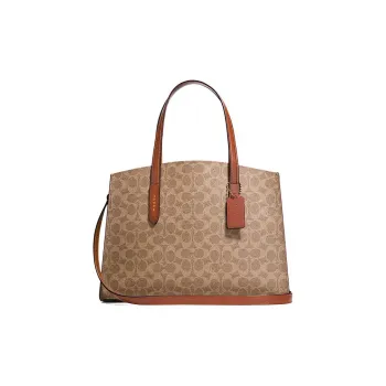COACH Charlie Leather Portable Crossbody Bag Shoulder Bag Large Size Women's Brown Red Rusty