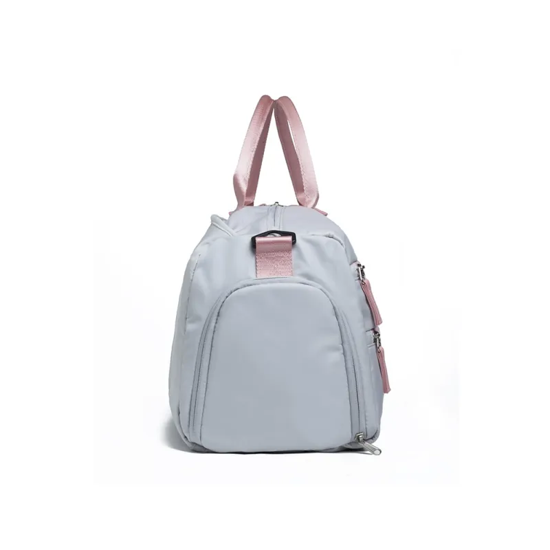 LOVERPUSS Nylon Travel Bag Training Bag Handbag Crossbody Bag Gym Bag Unisex Gray Pink/Black-5