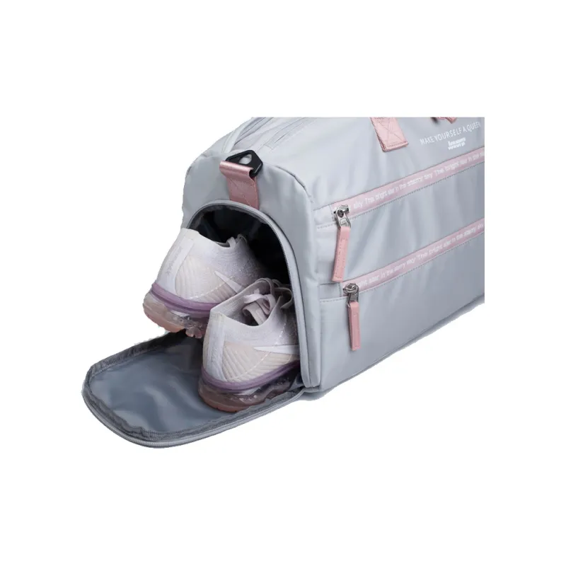 LOVERPUSS Nylon Travel Bag Training Bag Handbag Crossbody Bag Gym Bag Unisex Gray Pink/Black-4