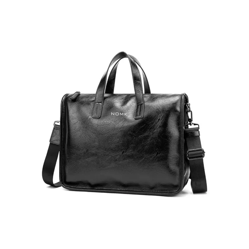 NOMK PU Handbag Shoulder Bag Crossbody Bag Laptop Bags Briefcases Regular Men's Black-2