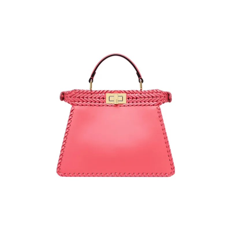 FENDI Peekaboo ISeeU Leather Shoulder Bag Crossbody Bag Handbag Small Size Women's Pink-2