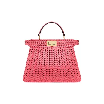 FENDI Peekaboo ISeeU Leather Shoulder Bag Crossbody Bag Handbag Small Size Women's Pink