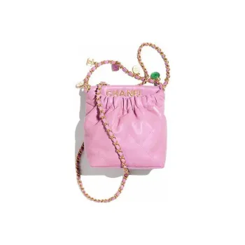 CHANEL 22Bag Lambskin Tote Bag Shopping Bag Bucket Bag Shoulder Bag Crossbody Bag Small Size Women's Pink