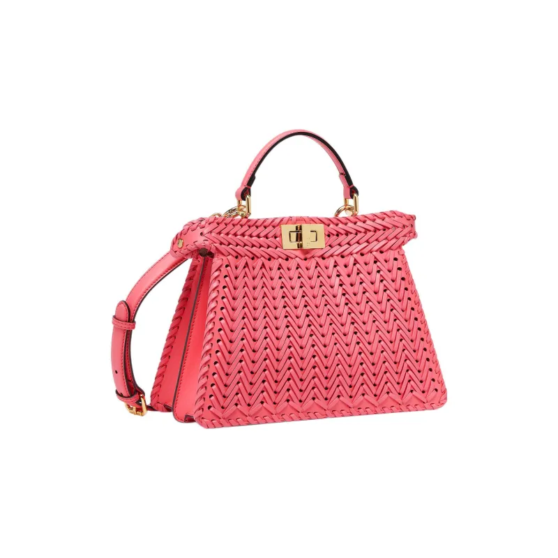 FENDI Peekaboo ISeeU Leather Shoulder Bag Crossbody Bag Handbag Small Size Women's Pink-1