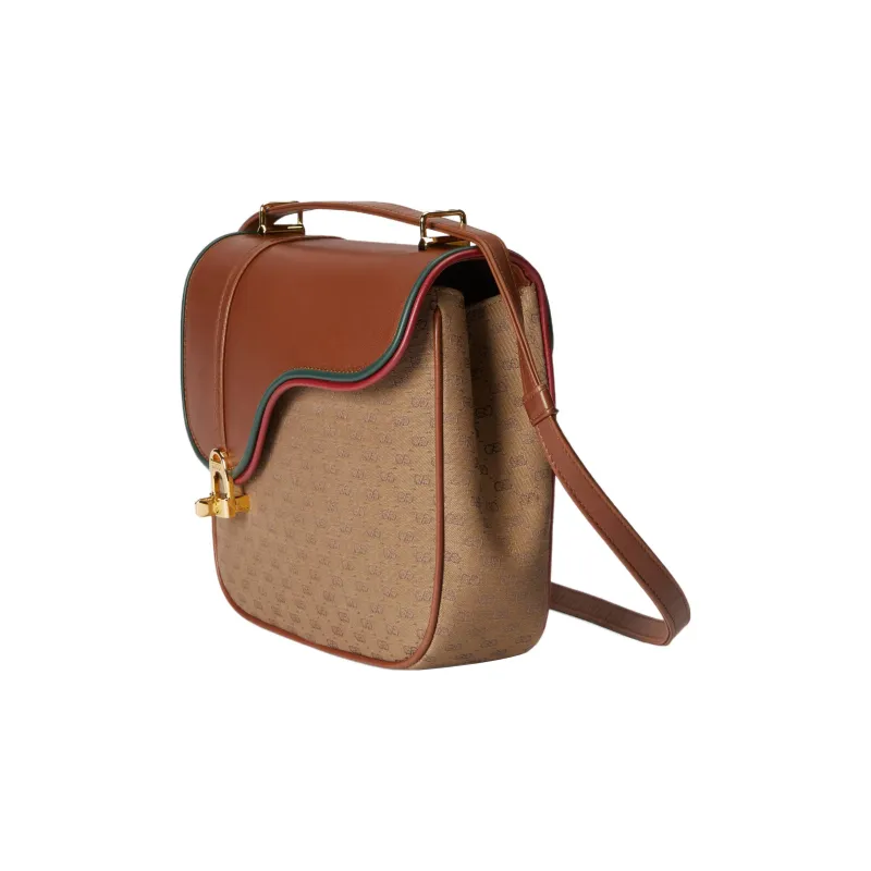 GUCCI Canvas With Leather Canvas Bag, Saddle Bag, Crossbody Bag, Shoulder Bag Women's-1