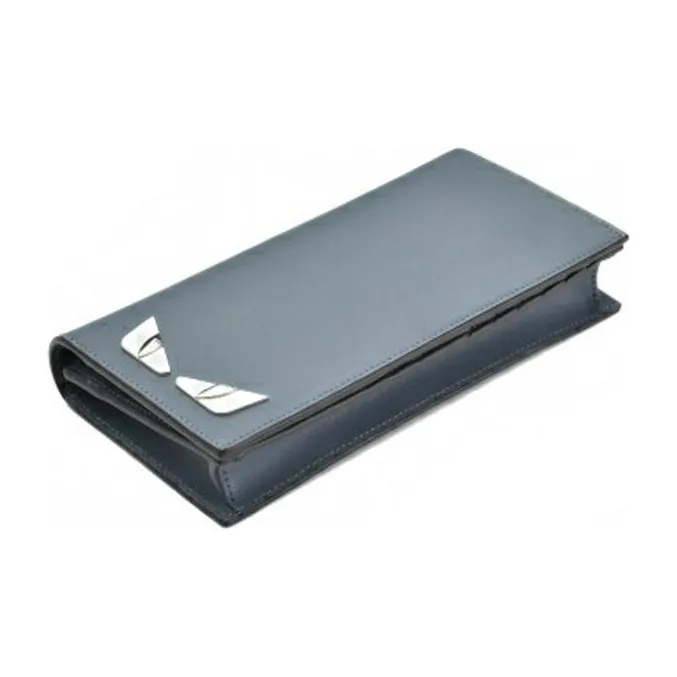 FENDI Calfskin Card Holder Wallet Men's Dark Blue-3