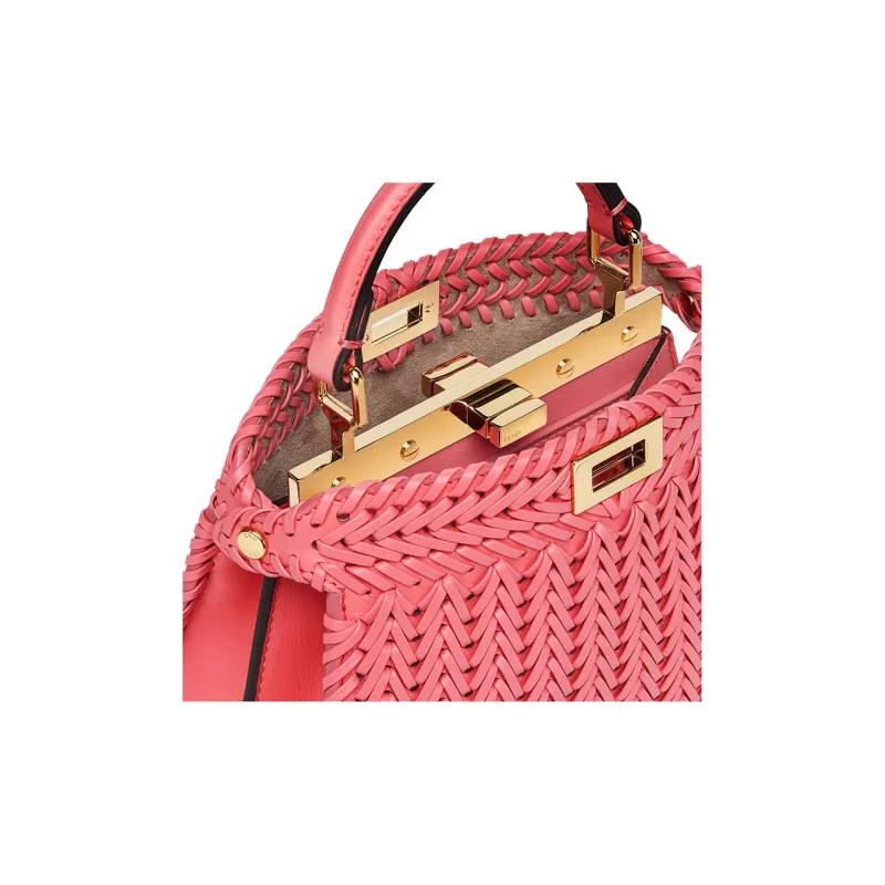 FENDI Peekaboo ISeeU Leather Shoulder Bag Crossbody Bag Handbag Extra Small Women's Pink-5