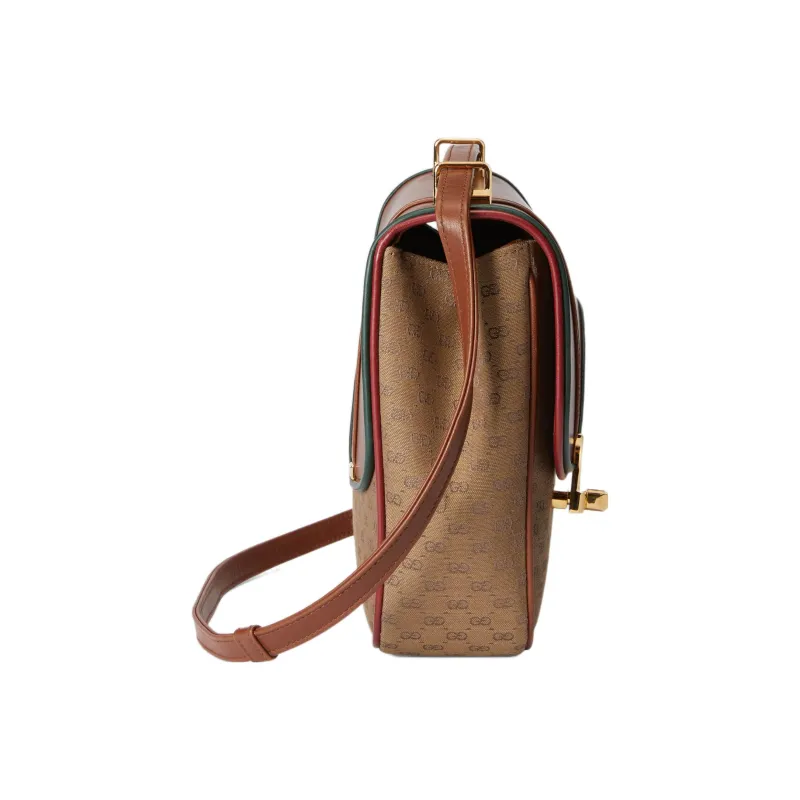 GUCCI Canvas With Leather Canvas Bag, Saddle Bag, Crossbody Bag, Shoulder Bag Women's-3