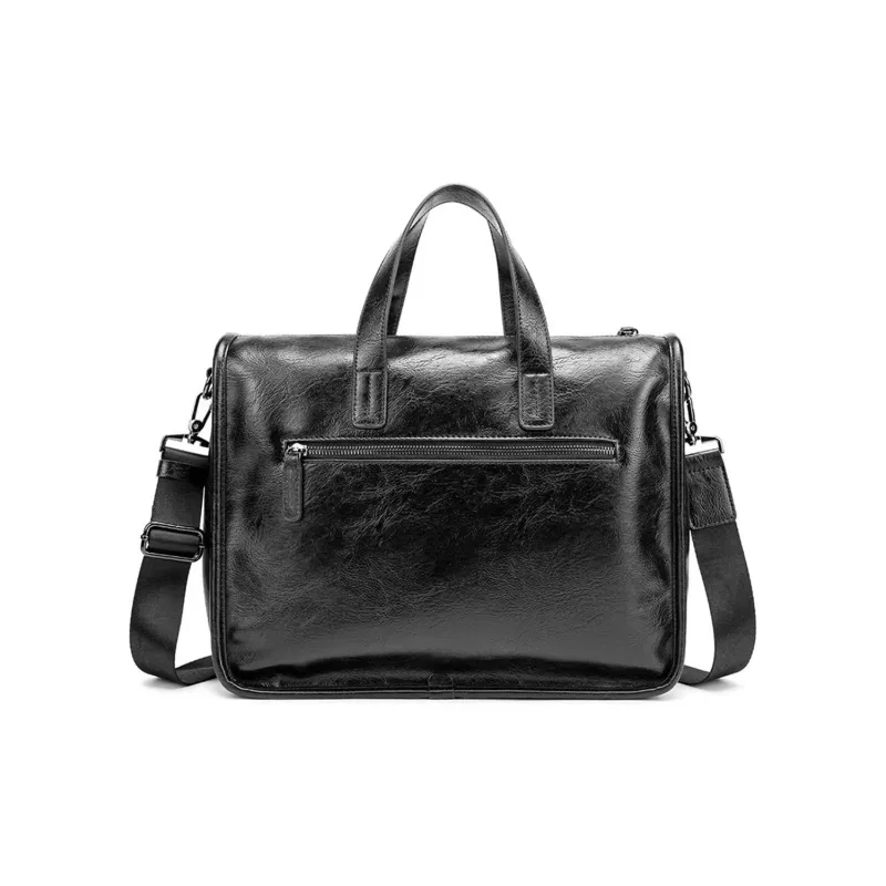 NOMK PU Handbag Shoulder Bag Crossbody Bag Laptop Bags Briefcases Regular Men's Black-4