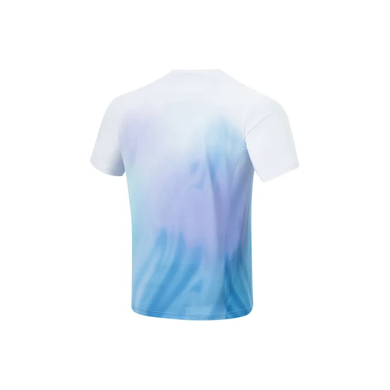 LINING Running Collection T Shirts Men Pure Gold Blue Harmony Blue Soft Purple Base Print-1