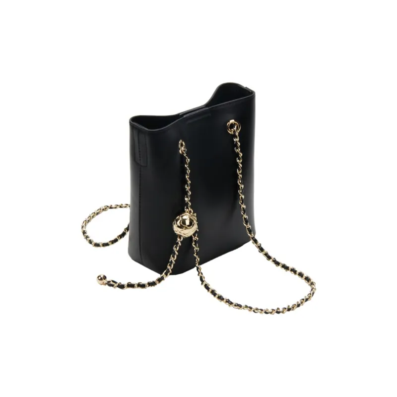 YOCAMU Genuine Cow Leather Bucket Bag Chain Bag Handbag Shoulder Bag Crossbody Bag Small Size Women's White/Green/Black-13