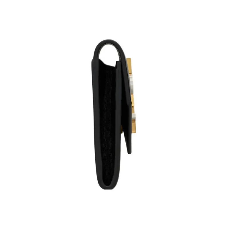 SAINT LAURENT CASSANDRE Smooth Leather Envelope Bag Wallet Small Size Women's Black-2