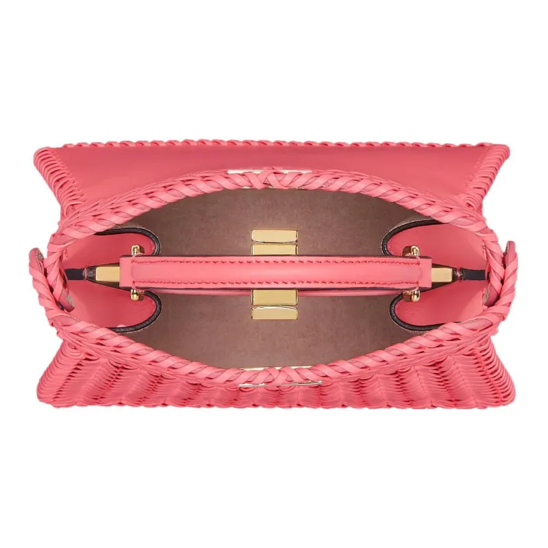 FENDI Peekaboo ISeeU Leather Shoulder Bag Crossbody Bag Handbag Extra Small Women's Pink-4